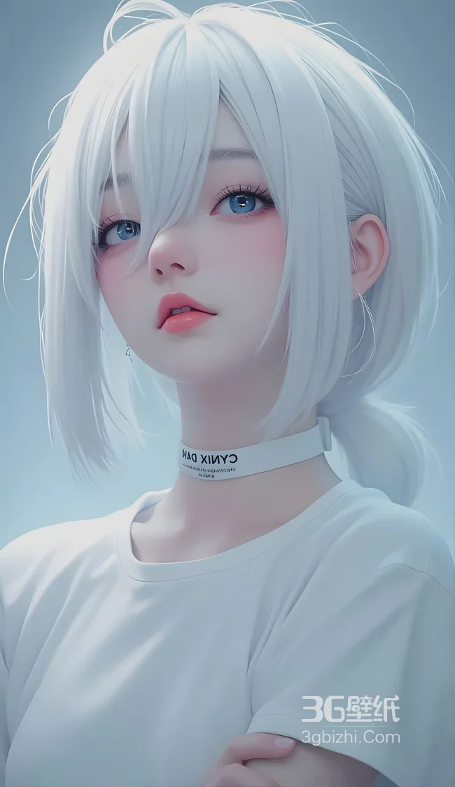 白发蓝眼二次元少女·唯美写实 高质感壁纸1