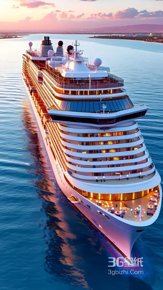 豪华邮轮·黄昏航行·唯美写实 海上度假风手机壁纸优选1