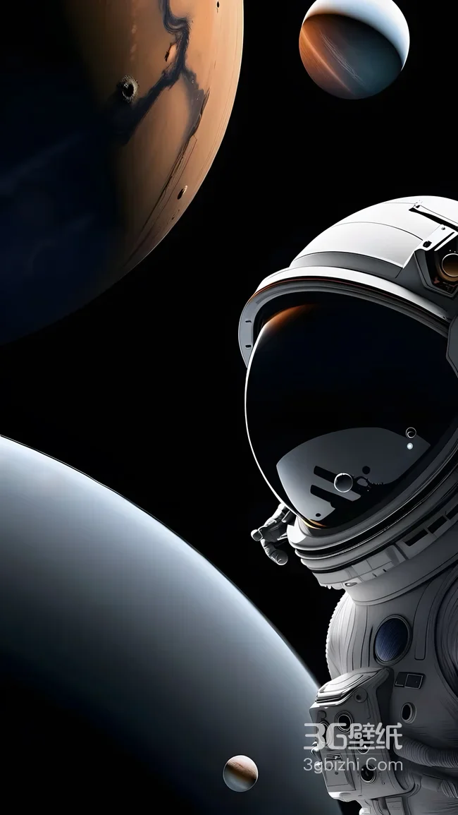 宇航员·宇宙行星环绕 写实科幻风 太空探索手机壁纸高人气1
