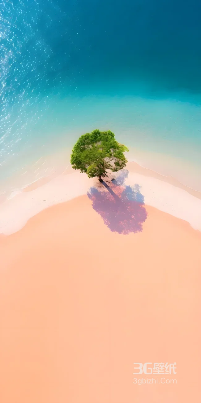 孤树沙滩海景·唯美清新风 治愈系海岛风光手机壁纸1