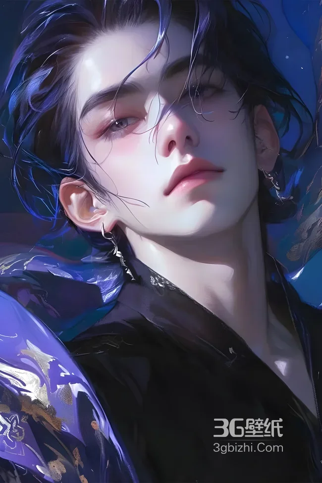俊美少年·蓝紫光影缠绕 唯美梦幻风超火男生壁纸1