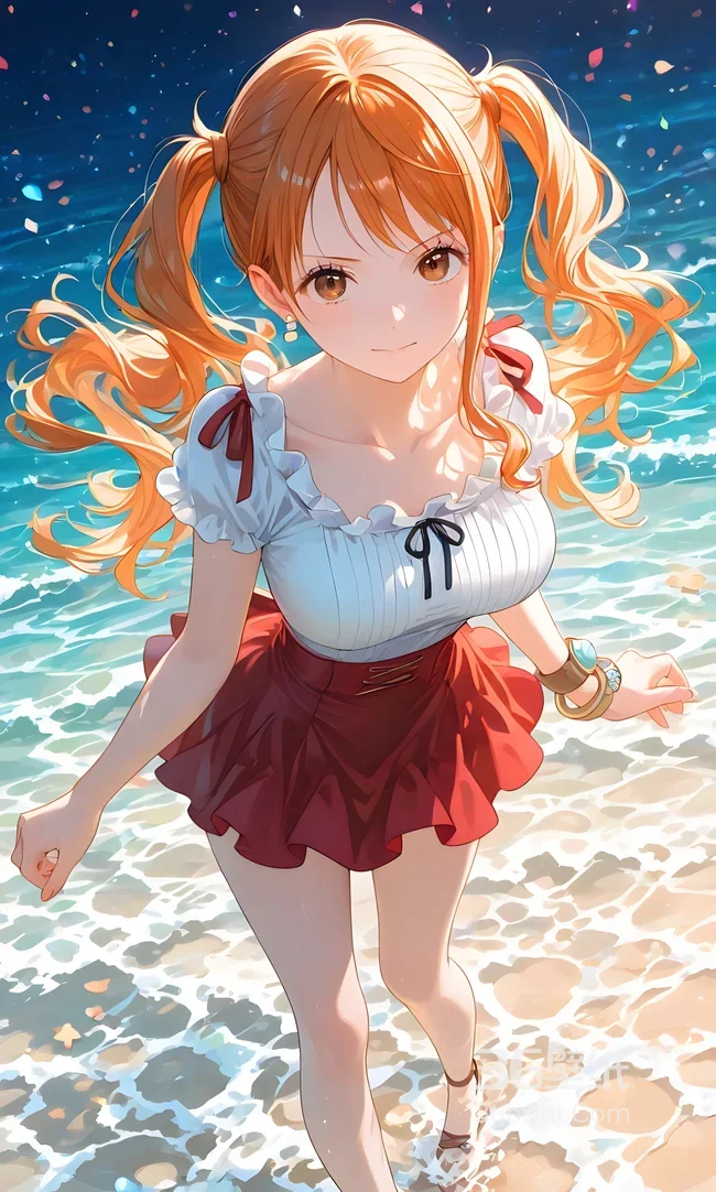娜美·双马尾踏浪 日系唯美 海贼王动漫壁纸（二次元海岛风）1