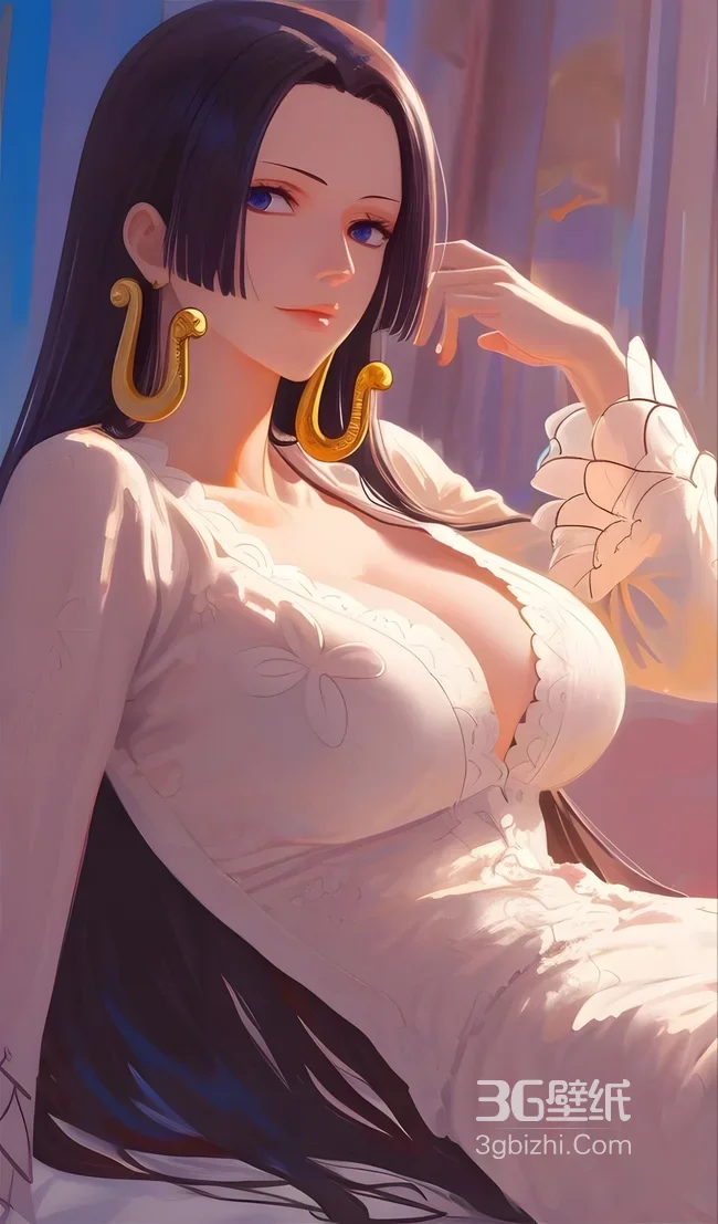 波雅·汉库克·白裙华贵耳环·唯美写实·海贼王动漫女帝壁纸1