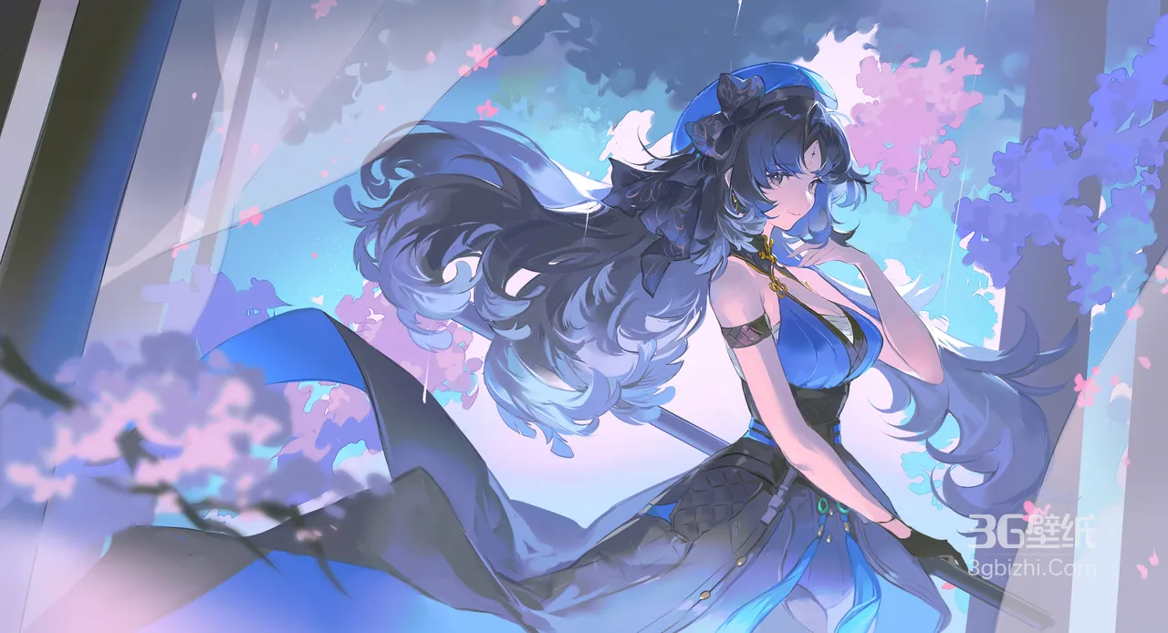 镜流·蓝樱幻境 二次元唯美游戏角色宽屏壁纸1