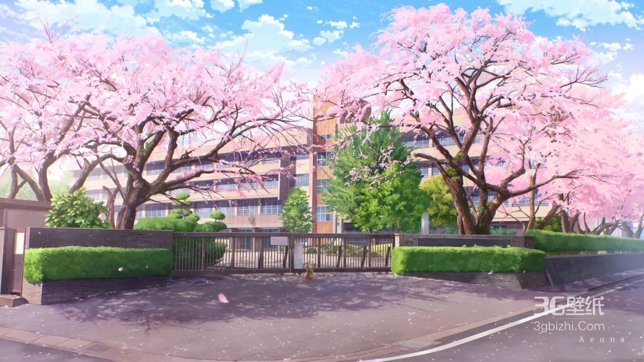 二次元唯美樱花校园·日系动漫风 春日治愈电脑壁纸1