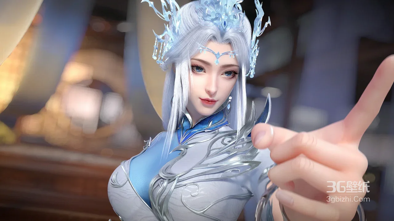 雪帝·冰晶华裳 国漫3D唯美角色电脑壁纸（高热度）1