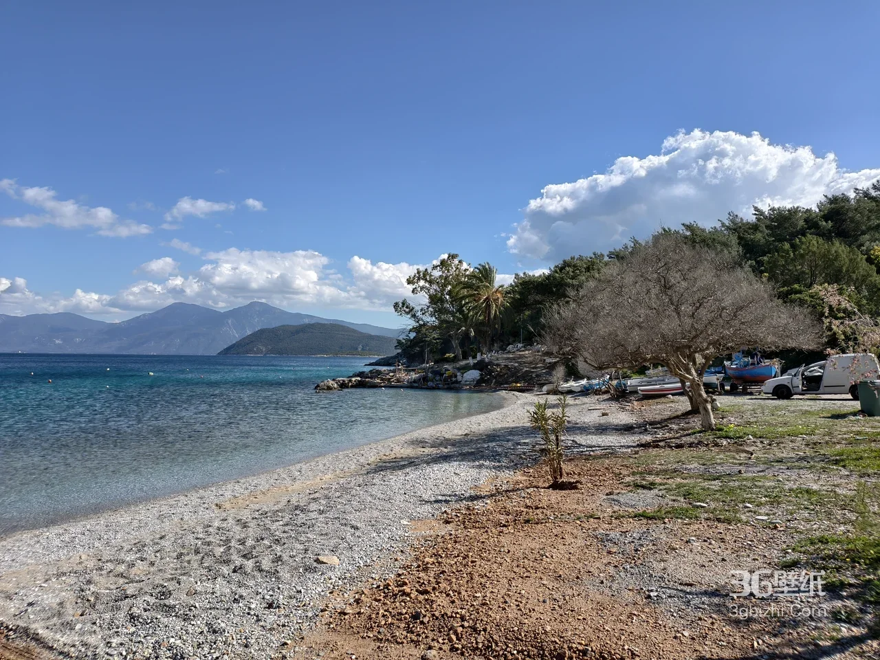 希腊海湾沙滩·清新唯美 静谧海滨小众壁纸1