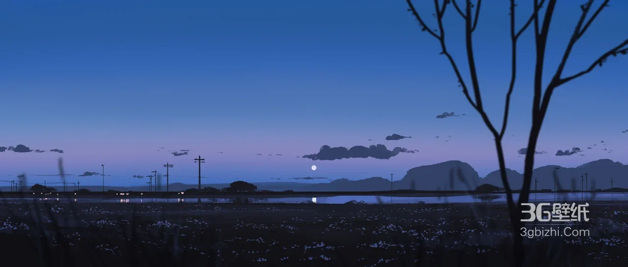 月夜田野湖泊·唯美日系动漫风 新海诚风桌面背景1