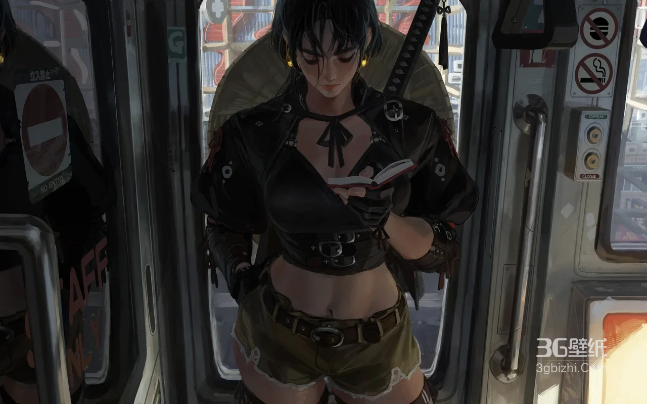 赛博朋克女战士·写实国漫插画 高清晰电脑壁纸1
