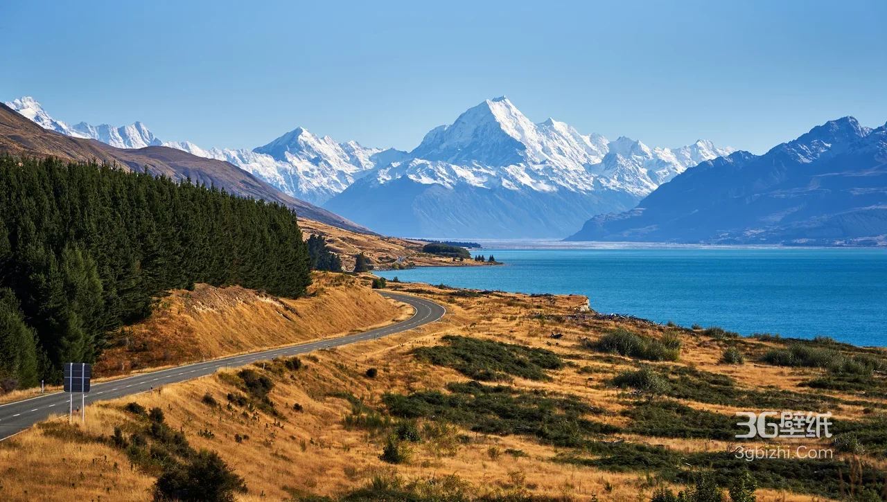 新西兰库克山普卡基湖公路·唯美写实风光 高质感桌面背景1