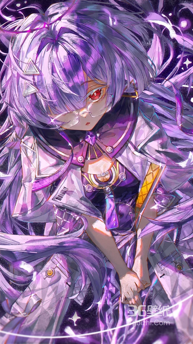 紫发红瞳少女·梦幻星穹风二次元手机壁纸 高人气精选1