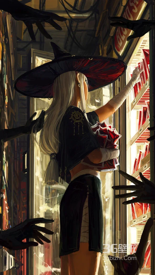 白发女巫·红包装采购 暗黑奇幻风插画 超火手机壁纸1