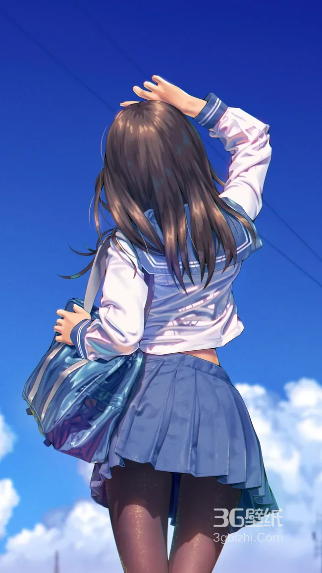 二次元JK少女·日系清新风 原创插画手机壁纸1