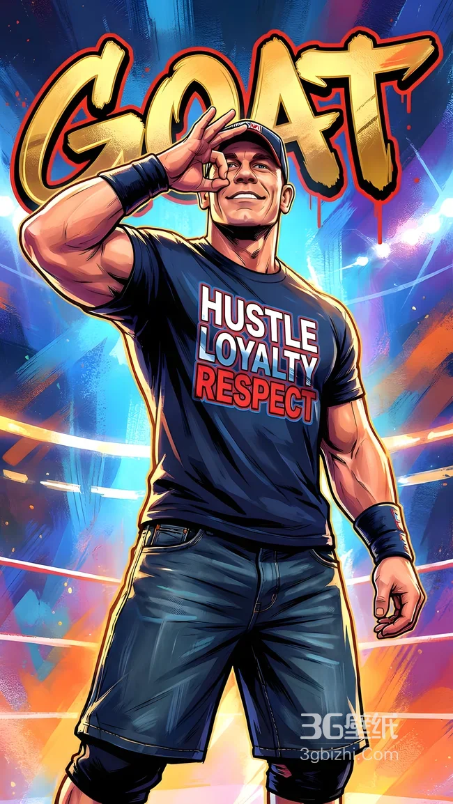 约翰·塞纳·GOAT手势 美式潮漫风 WWE摔角主题手机壁纸1