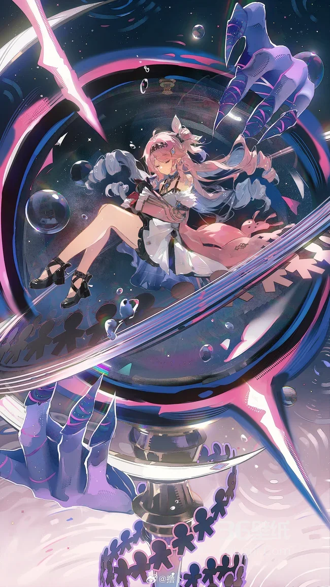 粉色长发少女·星环梦境 赛博朋克游戏风壁纸1