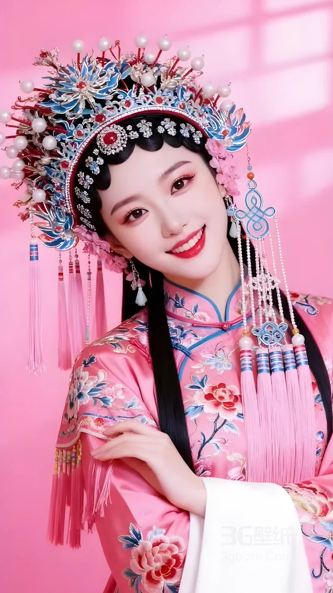 戏曲佳人·国风戏服扮相 粉色传统美学手机壁纸1