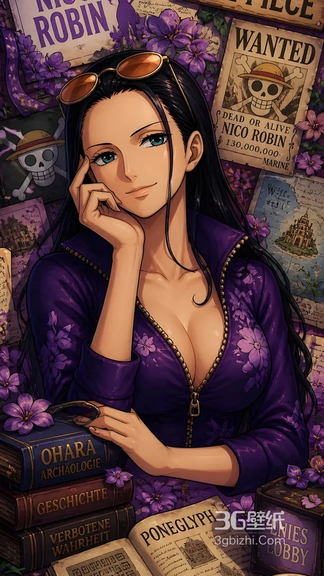 妮可·罗宾·考古主题 二次元唯美风 海贼王动漫手机壁纸推荐1