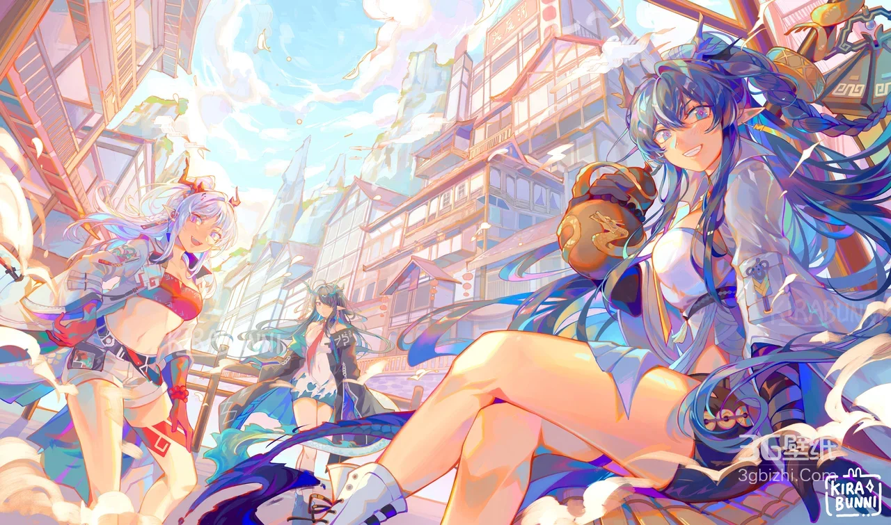 明日方舟国风美少女群像 梦幻国漫风古风街巷壁纸（高热度：国漫游戏壁纸）1