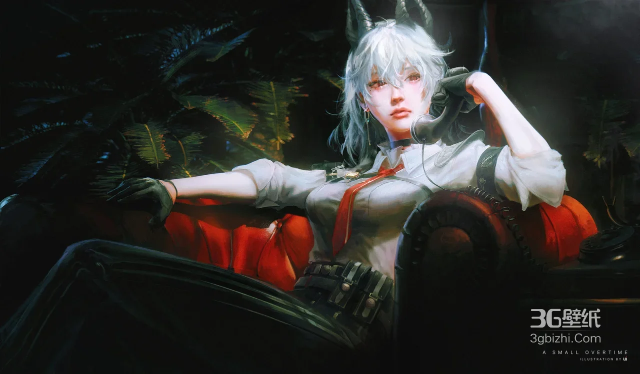 银发角娘·写实暗黑风 原创插画宽屏电脑壁纸1