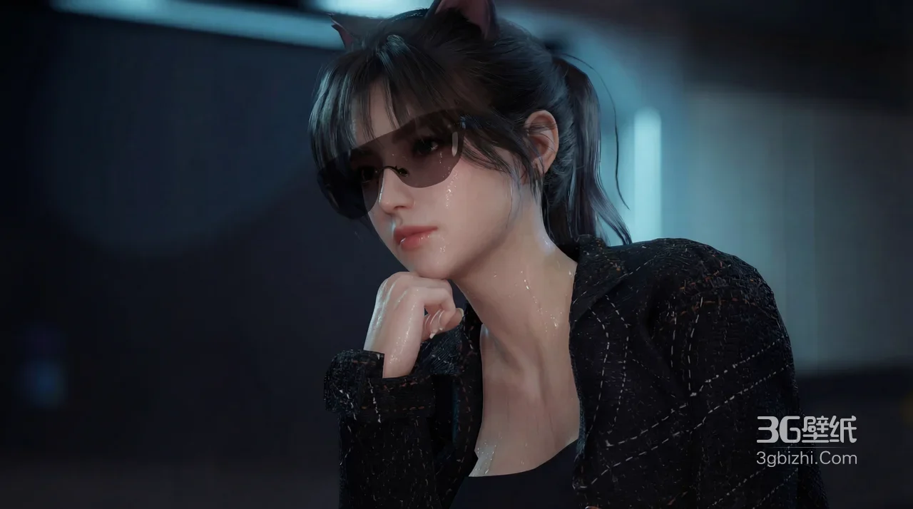 猫耳墨镜少女·写实流汗风 游戏《完蛋！我被美女包围了》电脑壁纸1