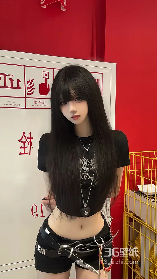 暗黑风长发少女·哥特穿搭 潮酷手机壁纸1