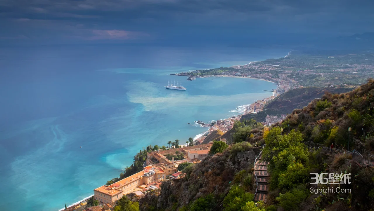 陶尔米纳海岸·唯美写实 地中海度假风电脑壁纸1