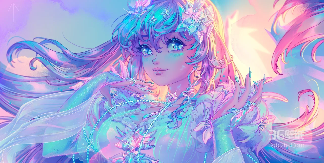 梦幻花饰少女·二次元唯美风 超宽屏电脑壁纸优选1