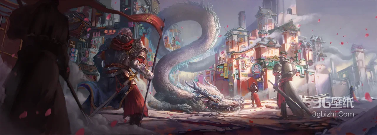 铠甲战士·巨龙对决 国风奇幻游戏场景 热门电脑桌面背景1