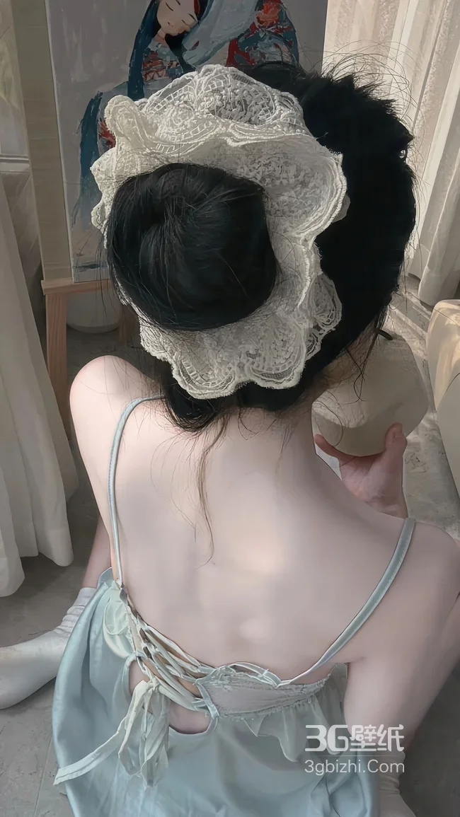 古风少女·蕾丝发饰露背裙 唯美居家国风壁纸推荐1