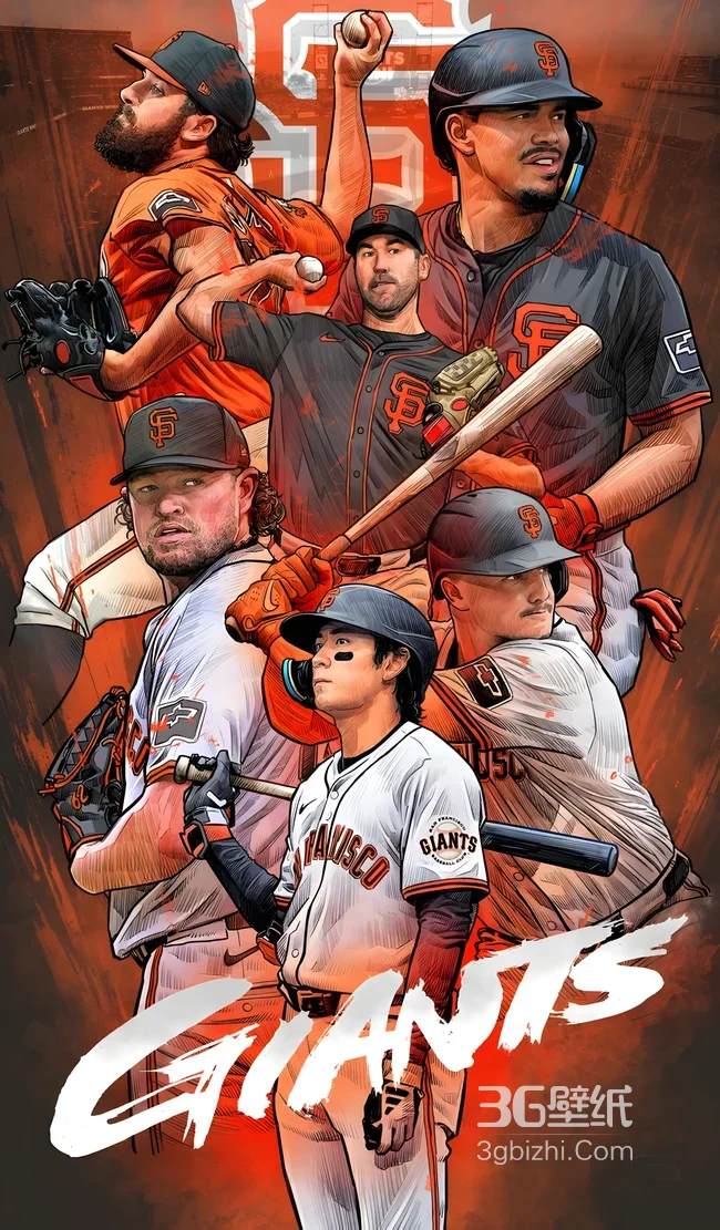 旧金山巨人队棒球运动员·手绘插画风·MLB热血运动壁纸（高热度：体育明星壁纸）1