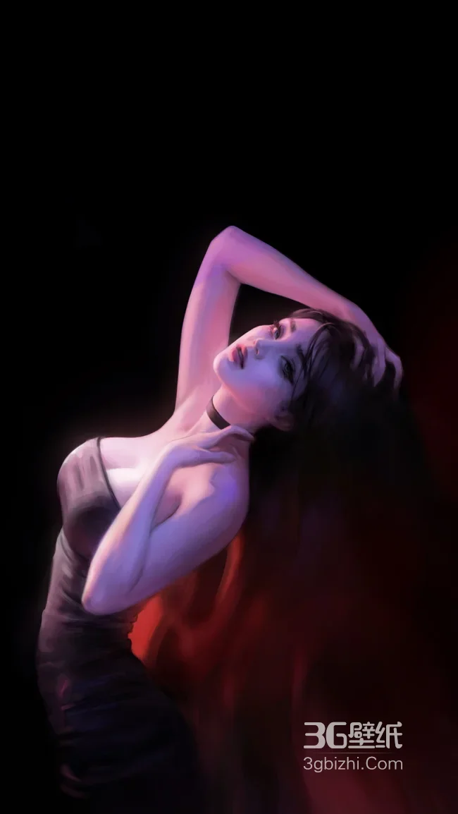 暗黑系魅惑女性·拟真唯美插画风 冷艳光影手机壁纸1
