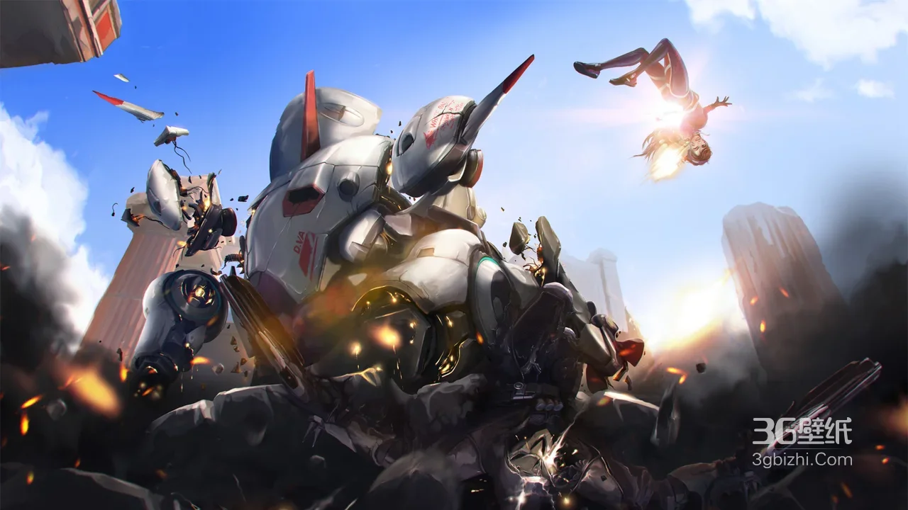 《守望先锋D.Va·机甲炸裂战斗 科幻风宽屏车机壁纸》1