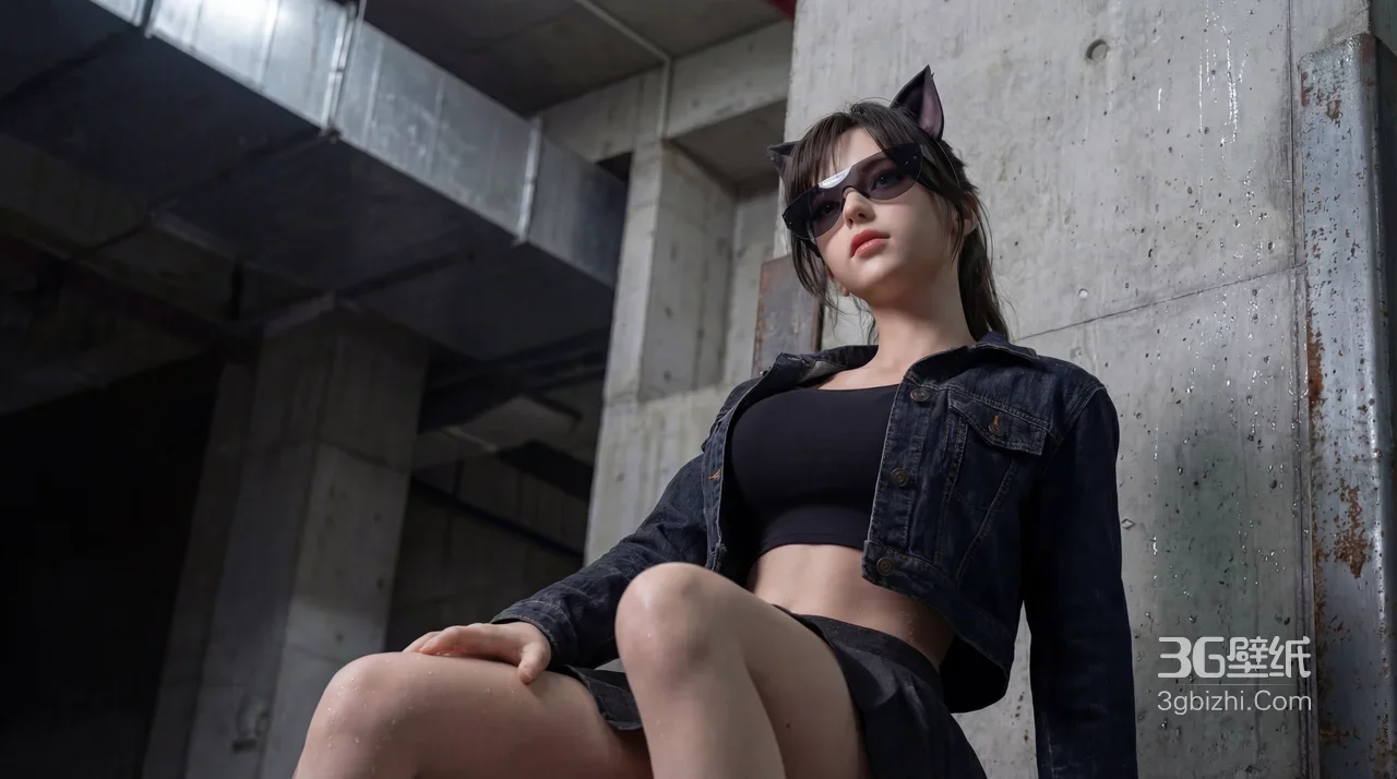猫耳墨镜酷飒少女·写实工业风 潮流电脑壁纸1