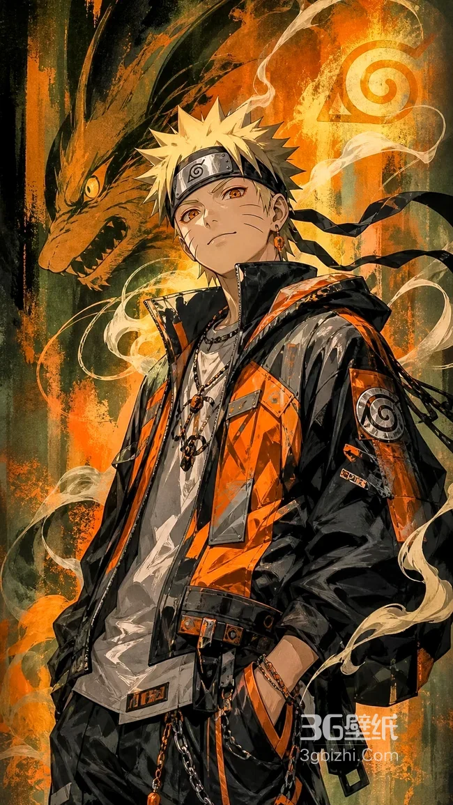 漩涡鸣人·九尾伴身 潮流插画风 火影忍者热血壁纸（火影忍者潮流壁纸）1