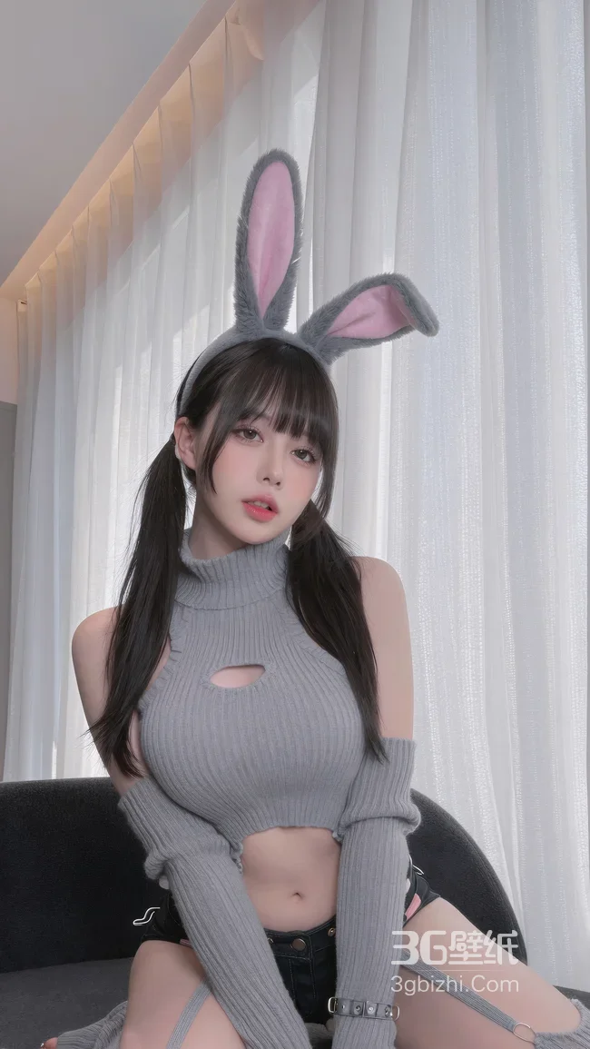 双马尾兔耳少女·二次元萌系 甜美元气手机壁纸推荐1