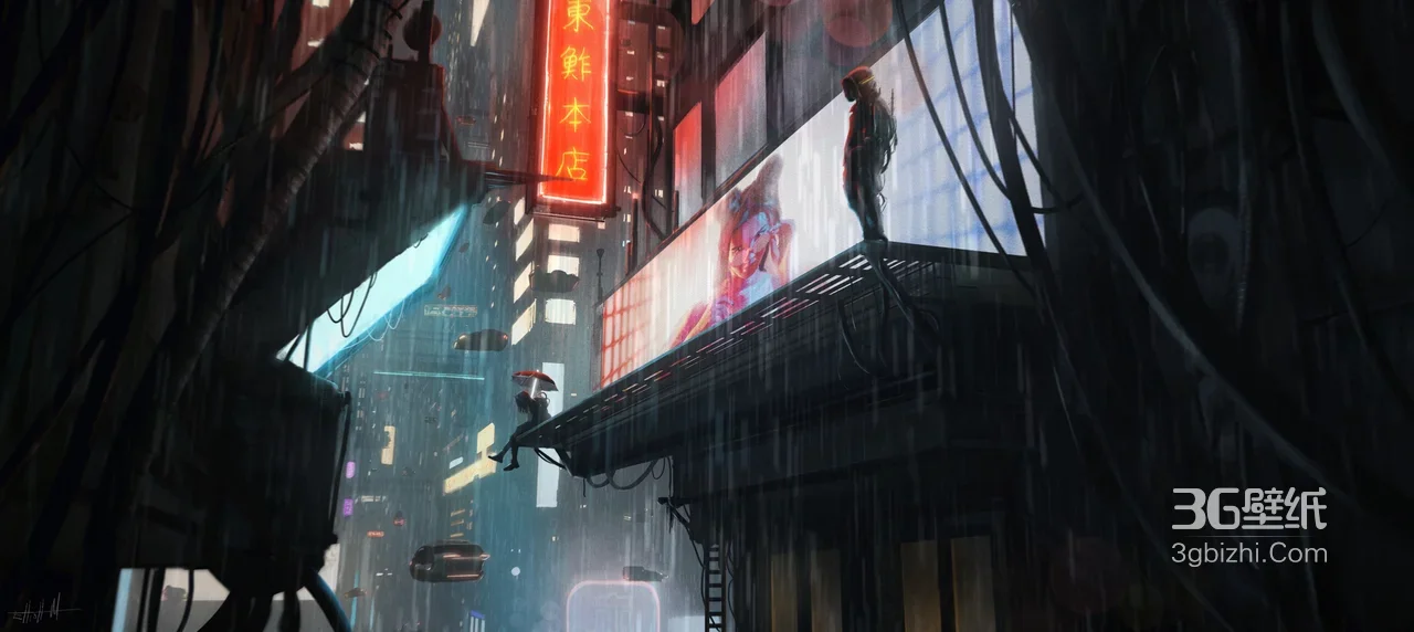 赛博朋克雨夜都市·暗黑未来风 赛博朋克电脑壁纸1