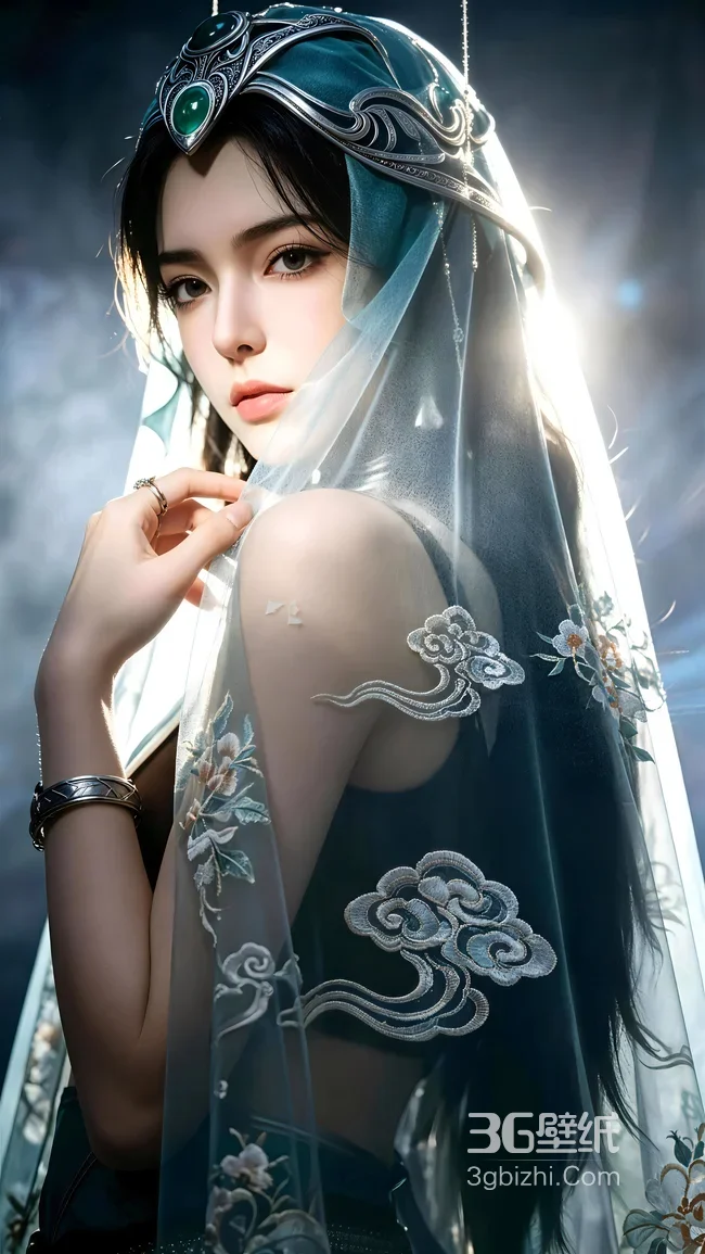 国漫·凡人修仙传·慕兰圣女·绿玉头饰轻纱云纹刺绣·唯美古风壁纸1