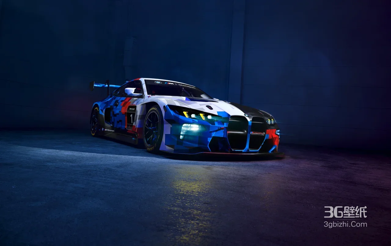 宝马M4 GT3赛车·暗黑科技风 宽屏电脑壁纸1