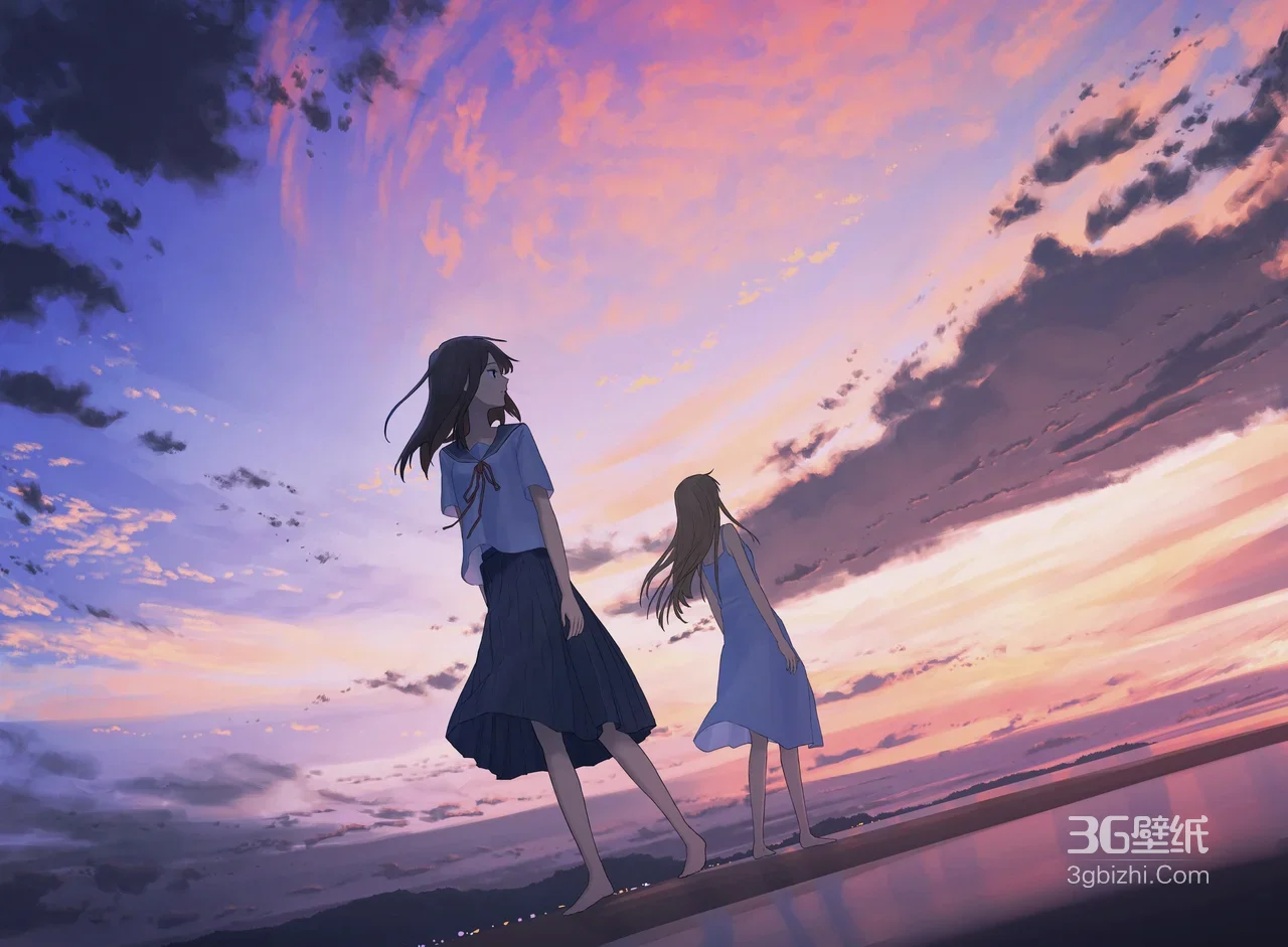 两位少女·海边晚霞 唯美日系动漫 莉兹与青鸟电脑壁纸推荐1
