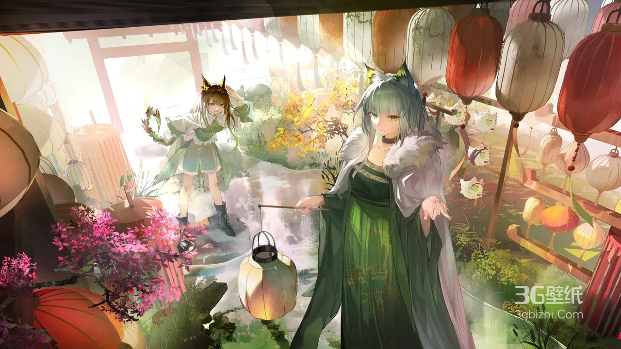 猫耳娘·国风花灯盛景 国漫唯美古风灯会电脑壁纸1