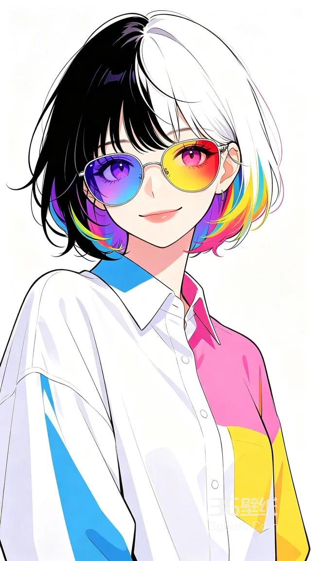 黑白发异瞳少女撞色穿搭 高清全面屏锁屏1