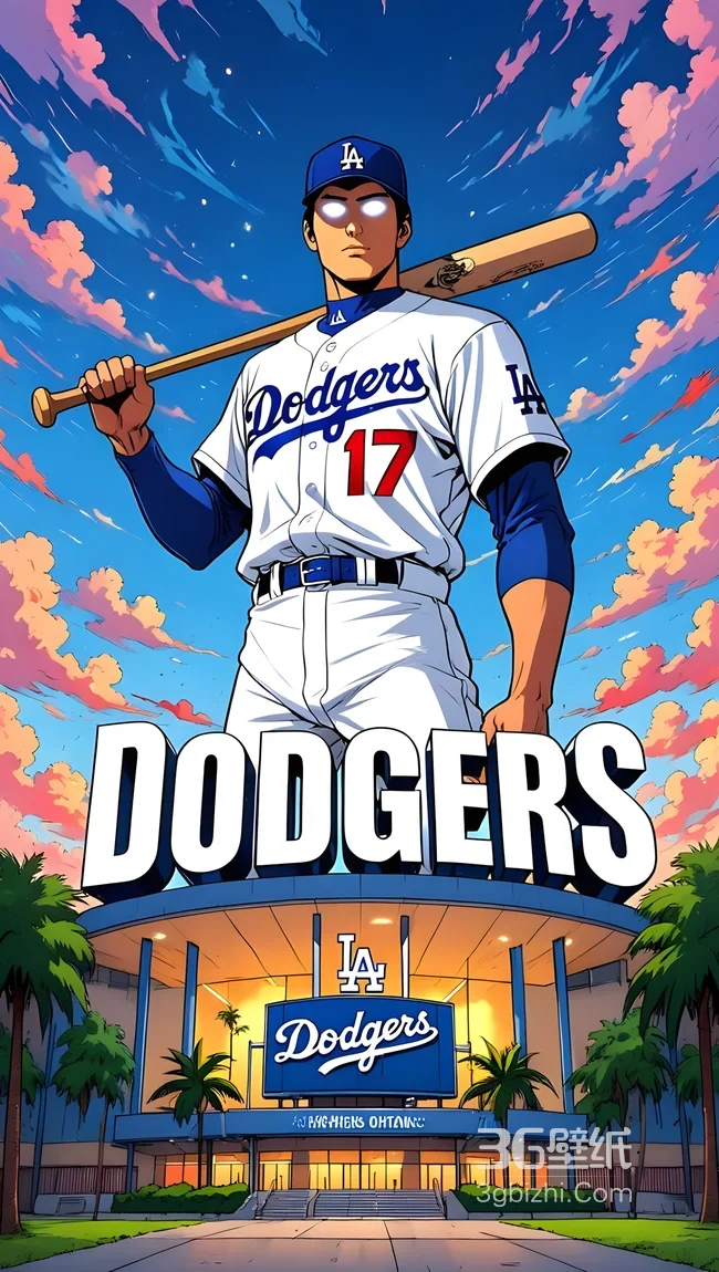 大谷翔平·道奇17号动漫风 高清全面屏锁屏1