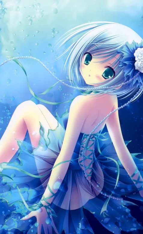 蓝色动漫手机壁纸之美少女 – 高清 桌面壁纸 开放版权素材 免费下载 手机电脑通用背景图