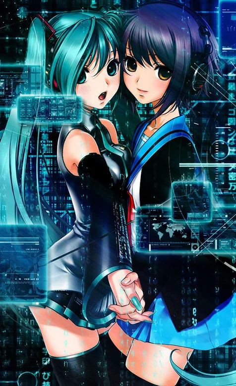 科技感十足的动漫女孩手机壁纸 – 高清 桌面壁纸 开放版权素材 免费下载 手机电脑通用背景图-iPhone17-1