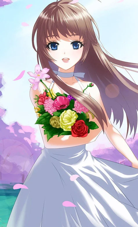 手捧鲜花的动漫女孩手机桌面 – 高清 桌面壁纸 开放版权素材 免费下载 手机电脑通用背景图-iPhone17-1