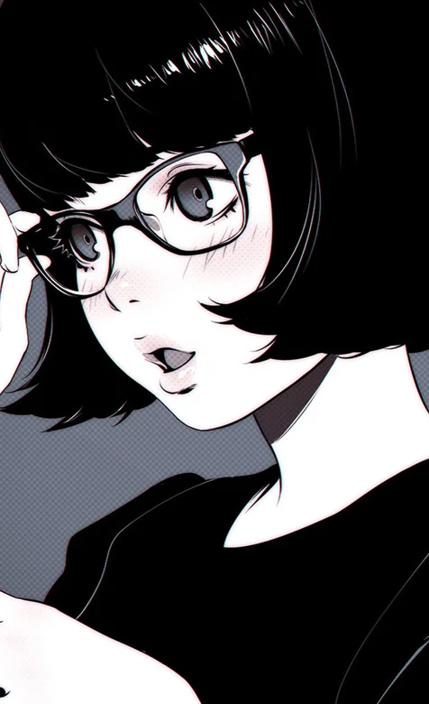 带眼镜的短发动漫女生个性手机壁纸-iPhone17-1