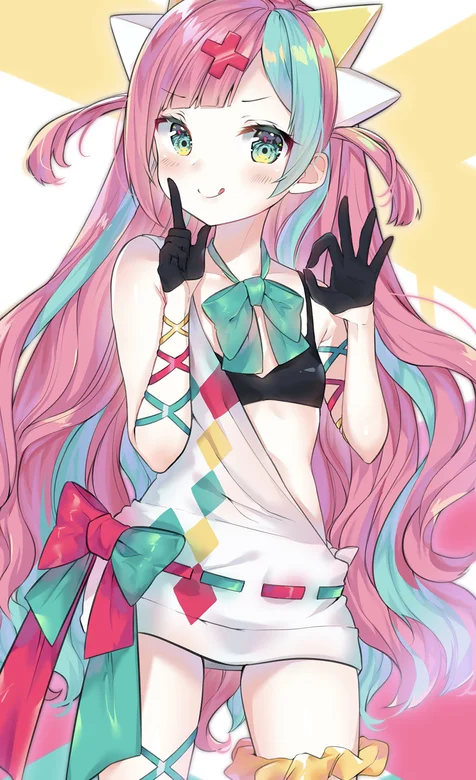 超短裙粉色长发及美腿二次元美少女手机壁纸-iPhone17-1