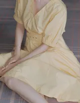 古力娜扎黄色连衣裙唯美清新写真图片