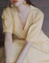 古力娜扎黄色连衣裙唯美清新写真图片