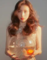 周雨彤大红色的连衣裙魅力写真图片